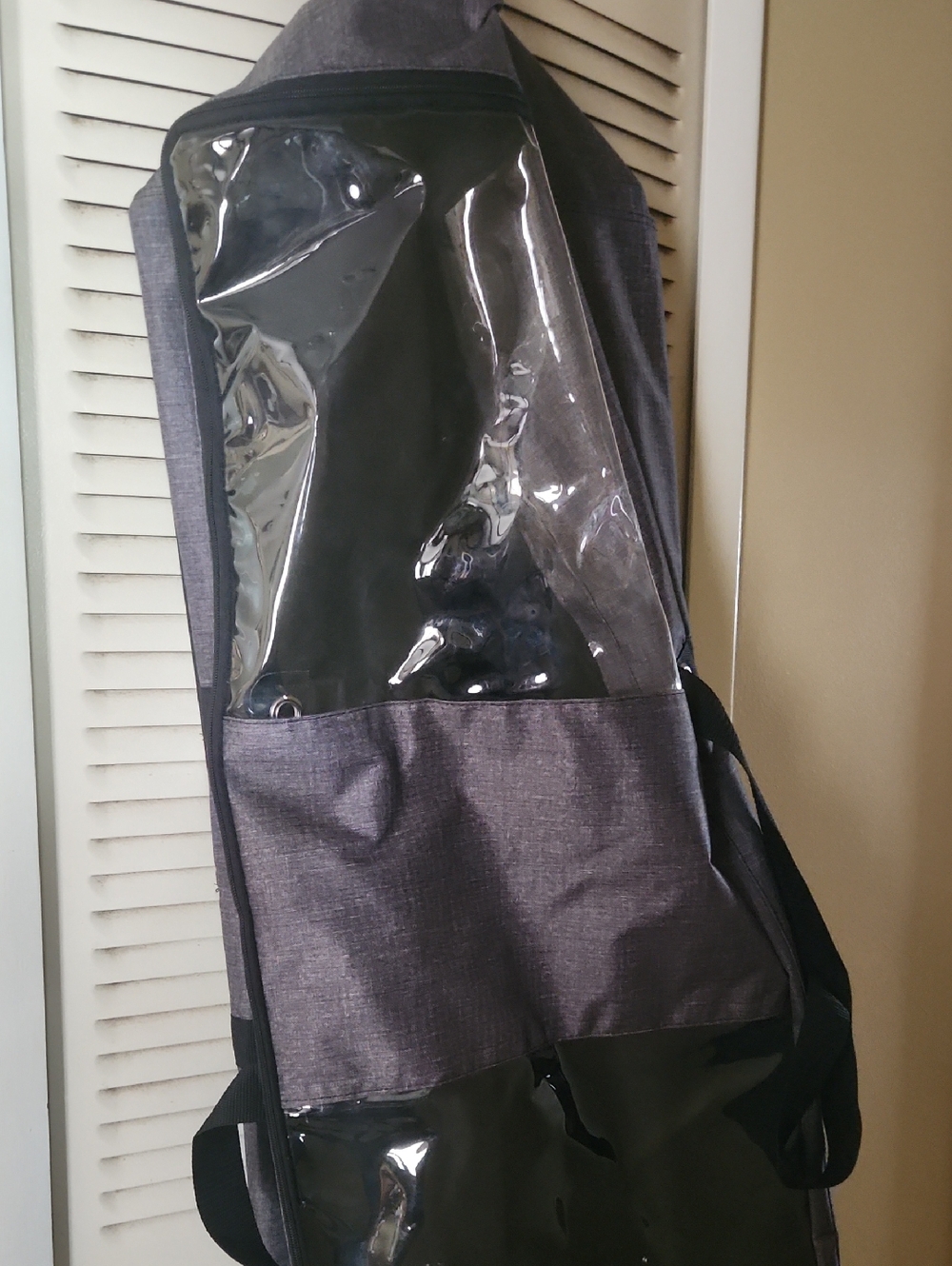 Gray Men's Travel Garment Bag with Clear Panel